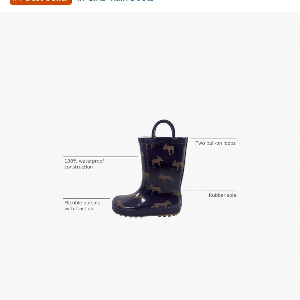 Hudson Baby Navy and Tan Kids Rain Boots‎